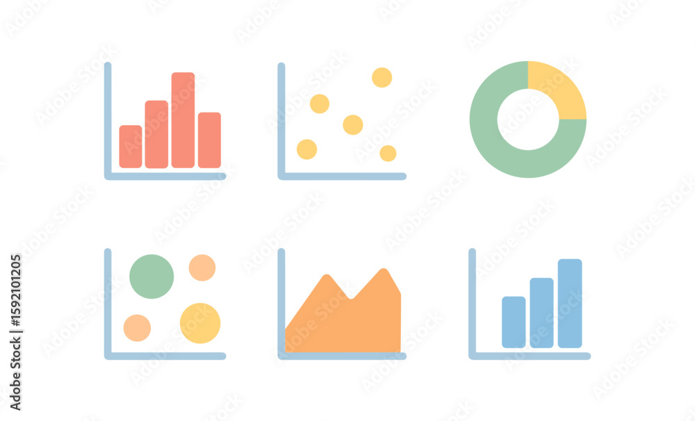 Poster colorful minimalist data visualization icons for modern design projects