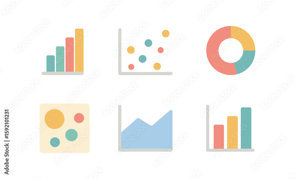 Poster minimal flat style graphs and charts set for data visualization