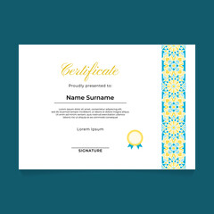 Certificate Template Design with Oriental Geometric Luxury Ornament Tape Border