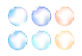 潤い・水滴・滴・しずくのフレーム/バッジセット(美容 化粧品 バナー LP 編集可能 ベクター シャボン玉)