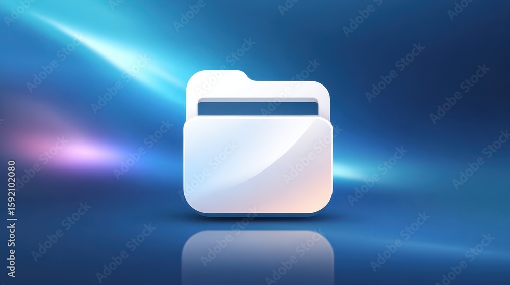 Poster sleek digital folder icon on a smooth gradient background, symbolizing organization and data managem