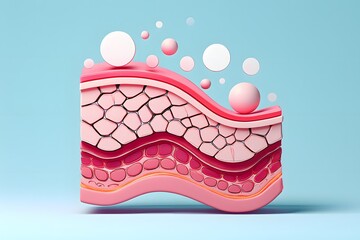 Skin layers anatomy illustration for skincare products and dermatology concept art