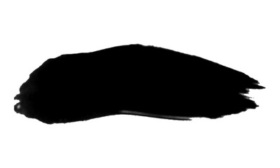A black ink brushstroke provides a graphic element isolated on transparent background