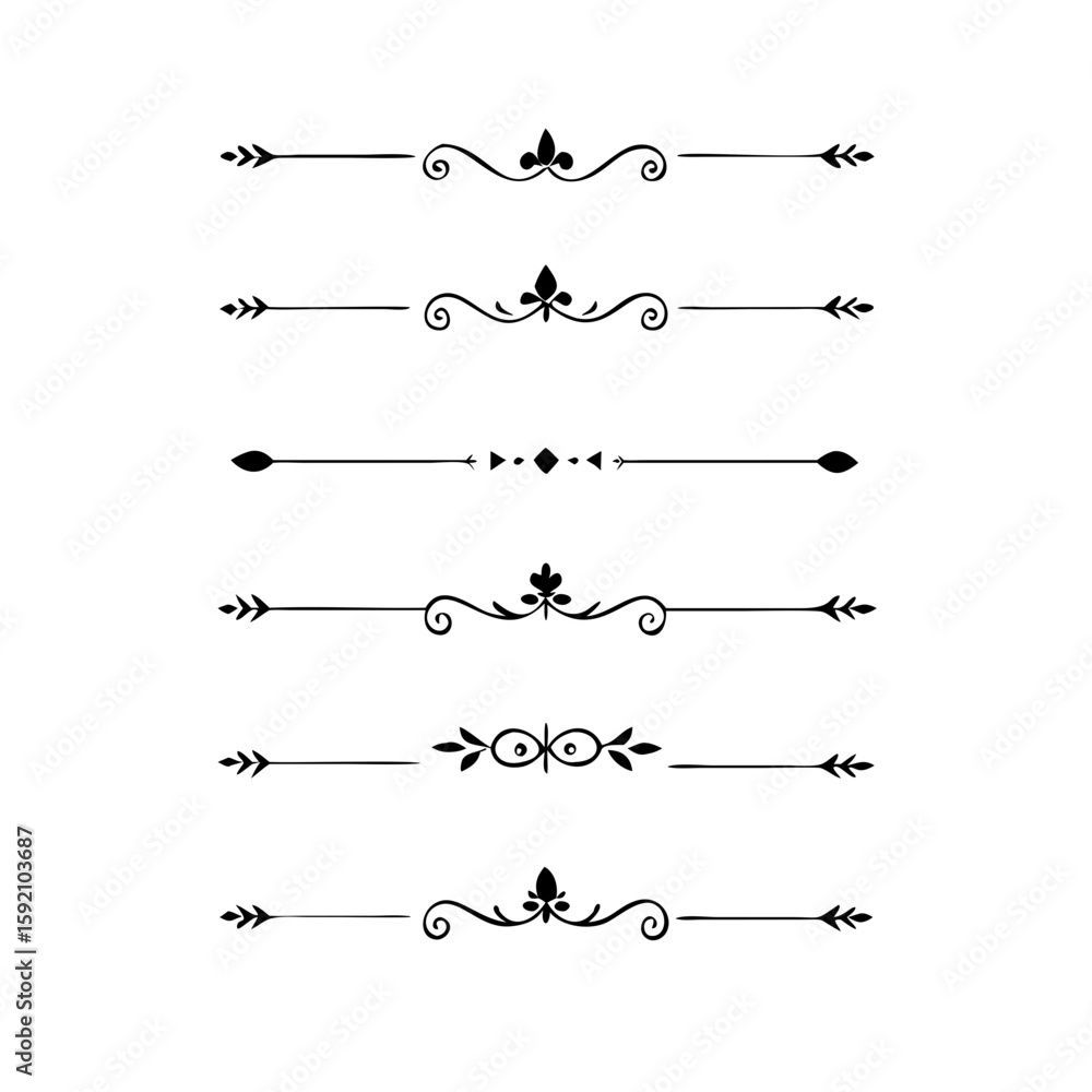 Poster decorative simple divider. text dividers retro minimal line separators, vector isolated geometric we
