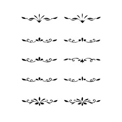 Decorative simple divider. Text dividers retro minimal line separators,  Vector isolated geometric wedding card heart separator elements set. Text dividers. . Hand drawn vector illustration. 
