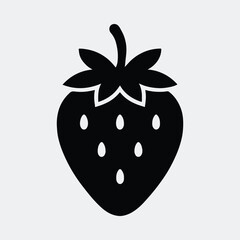 Silhouette strawberry fruit icon simple black vector illustration