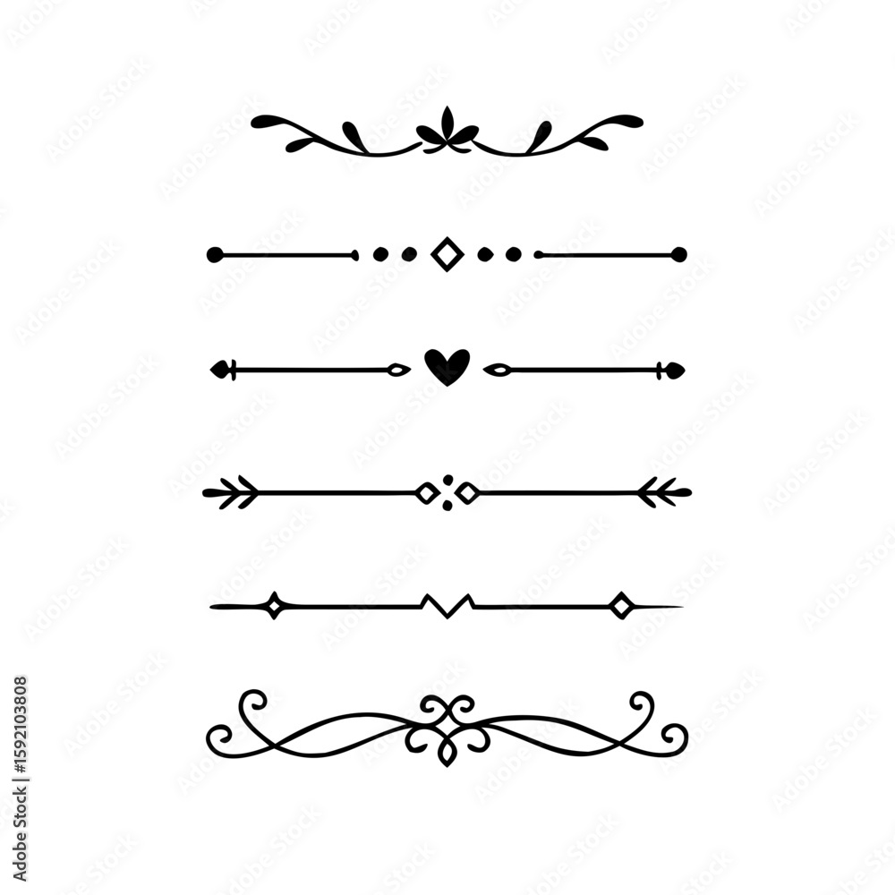 Poster decorative simple divider. text dividers retro minimal line separators, vector isolated geometric we
