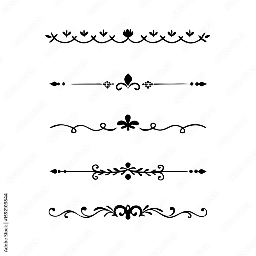 Poster decorative simple divider. text dividers retro minimal line separators, vector isolated geometric we