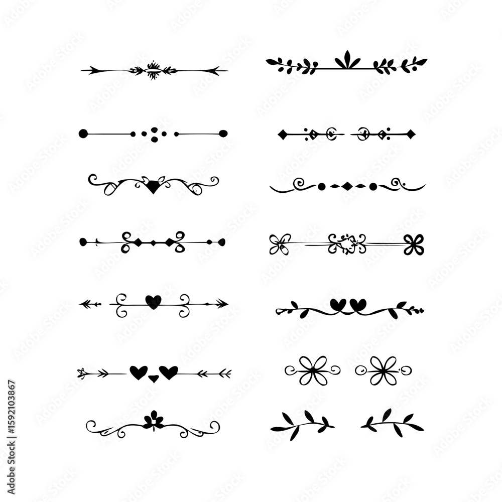 Poster decorative simple divider. text dividers retro minimal line separators, vector isolated geometric we