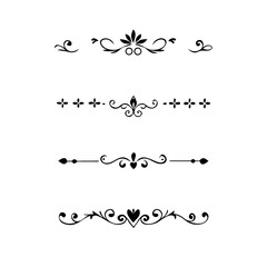 Decorative simple divider. Text dividers retro minimal line separators,  Vector isolated geometric wedding card heart separator elements set. Text dividers. . Hand drawn vector illustration. 
