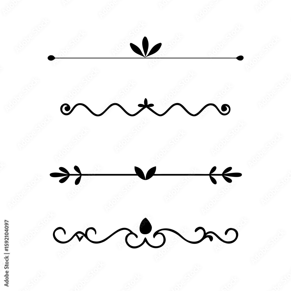 Poster decorative simple divider. text dividers retro minimal line separators, vector isolated geometric we