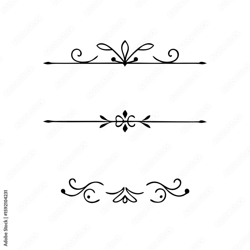 Poster decorative simple divider. text dividers retro minimal line separators, vector isolated geometric we