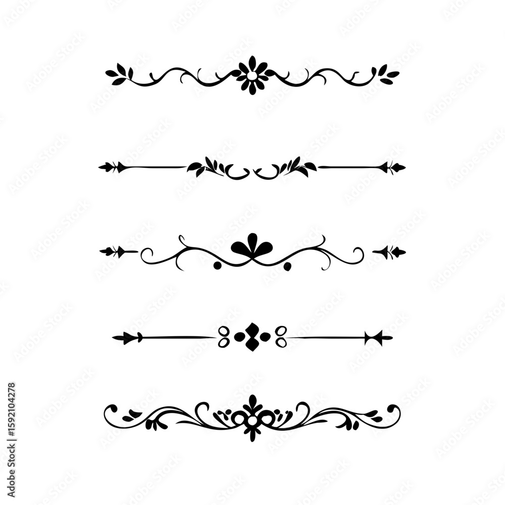 Poster decorative simple divider. text dividers retro minimal line separators, vector isolated geometric we