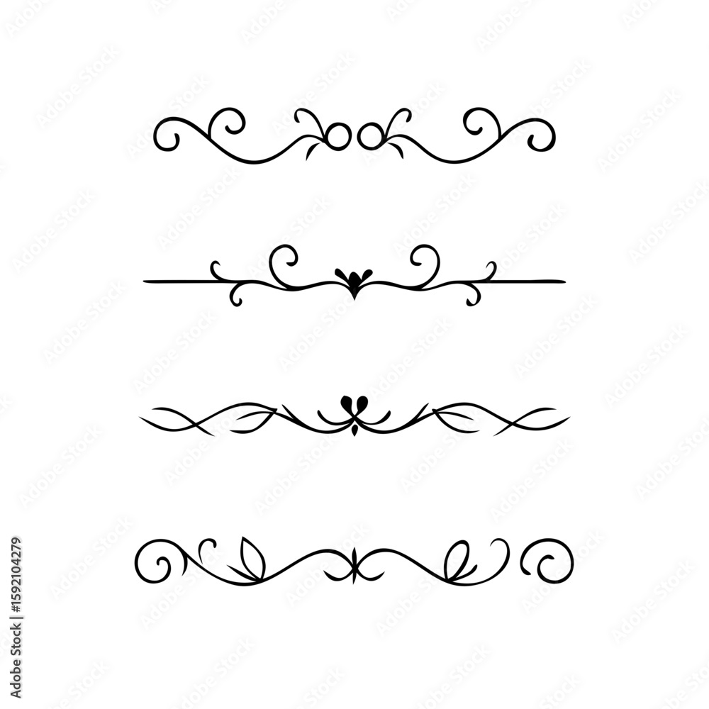 Poster decorative simple divider. text dividers retro minimal line separators, vector isolated geometric we
