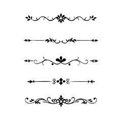 Obraz premium Decorative simple divider. Text dividers retro minimal line separators, Vector isolated geometric wedding card heart separator elements set. Text dividers. . Hand drawn vector illustration. 