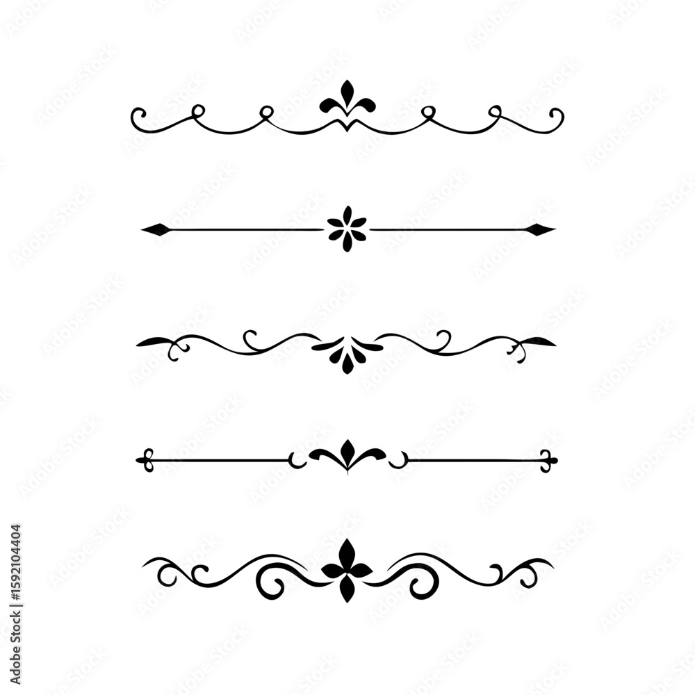 Poster decorative simple divider. text dividers retro minimal line separators, vector isolated geometric we