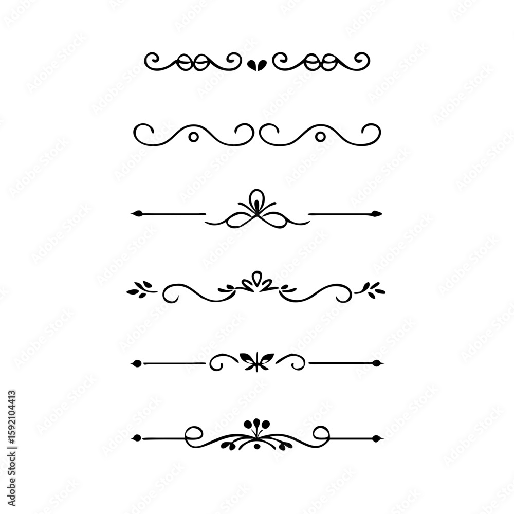 Poster decorative simple divider. text dividers retro minimal line separators, vector isolated geometric we