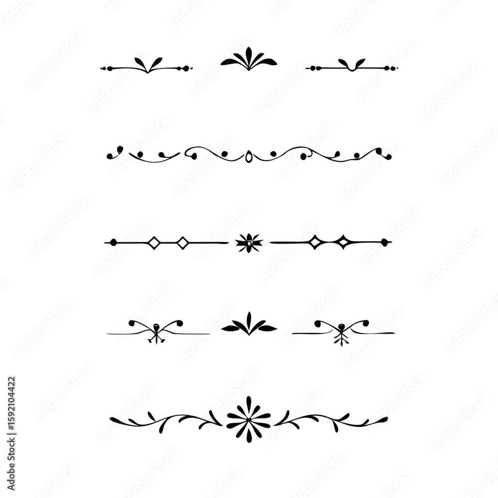 Poster decorative simple divider. text dividers retro minimal line separators, vector isolated geometric we