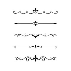 Decorative simple divider. Text dividers retro minimal line separators,  Vector isolated geometric wedding card heart separator elements set. Text dividers. . Hand drawn vector illustration. 
