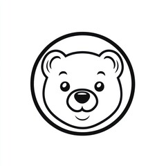 Obraz premium Cute bear face in circle. Simple black line drawing