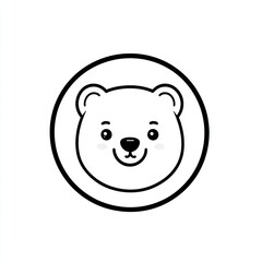 Cute cartoon bear head in a circle