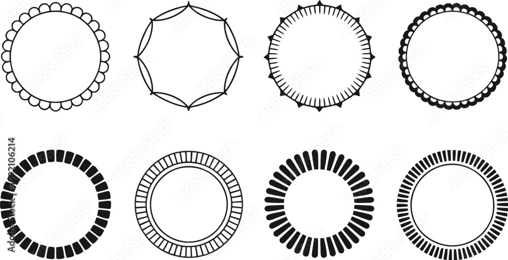 Poster set of decorative circle frames and borders for design elements