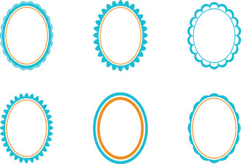 Set of Six Decorative Oval Frames with Scalloped and Simple Borders