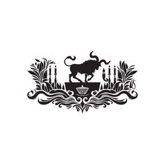 Obraz premium Tu B'av Silhouette Vector Illustration, Solid White Background.