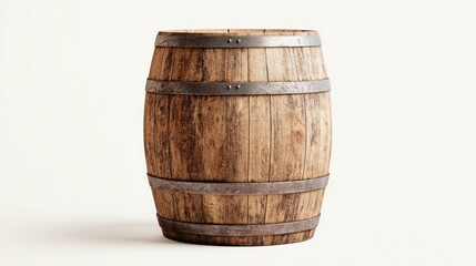 Rustic Wine Barrel: A weathered, wooden wine barrel stands, evoking a sense of tradition and the passage of time, ideal for wine, beer, and aging liquids.