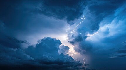 Sky Fury: A mesmerizing display of raw power, showcasing a vivid lightning bolt piercing through a turbulent, dramatic sky, illuminating the ominous clouds
