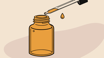 Essential oil bottle with dropper illustration for aromatherapy and natural medicine remedy concept