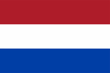 Vector illustration of the national flag of the Netherlands. Features red, white, and blue horizontal stripes. standard official colors and ratio. Perfect for editorial, education, and design projects