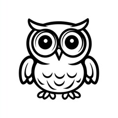 Fototapeta premium Cute cartoon owl. Simple black and white line drawing