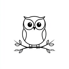 Fototapeta premium Simple black and white owl on branch