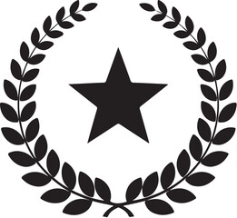 Elegant Star Award Laurel Wreath Symbol A Timeless Emblem of Recognition Honor and Achievement with Black and White Simplicity