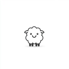 Fototapeta premium Simple sheep graphic, outlined in dark gray