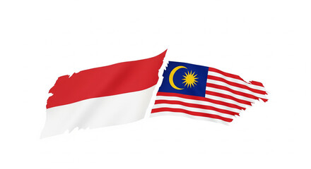 Flags of Indonesia and Malaysia Blended Together