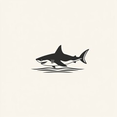Simple shark silhouette on water