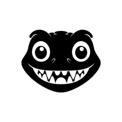 Cartoon lizard head, smiling, wide eyes