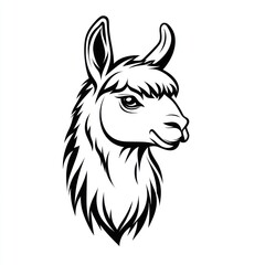 Obraz premium Profile view of a llama's head. Stylized line art
