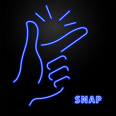snap of fingers neon sign, modern glowing banner design, colorful modern design trend on black background. Vector illustration.