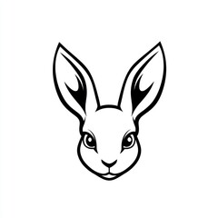 Obraz premium Simple black and white rabbit head graphic
