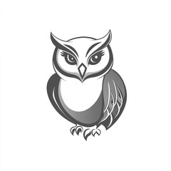 Fototapeta premium Simple grayscale illustration of an owl