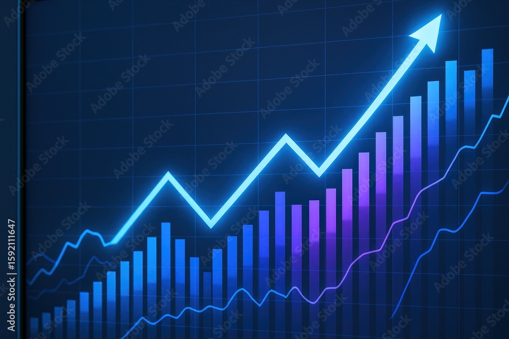 Aufkleber dynamic business growth data chart with increasing trends and financial indicators.