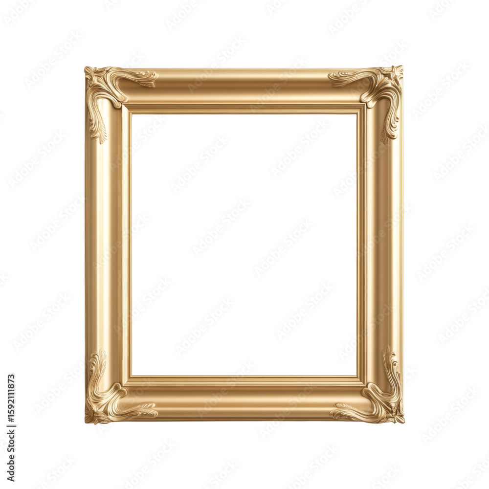 Poster elegant gold frame with intricate decorative detailing and ornate patterns on each corner