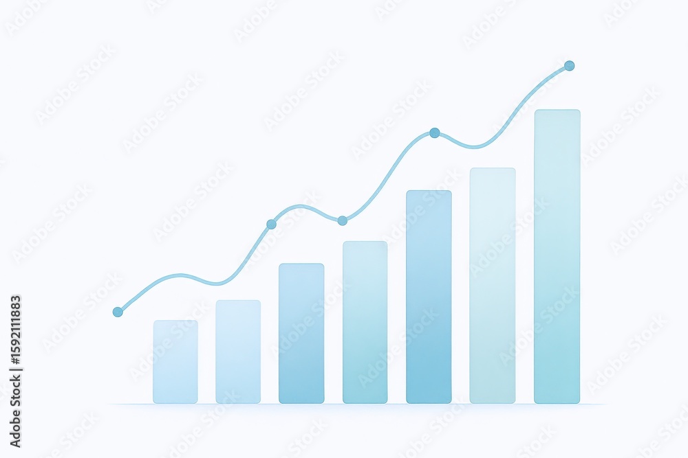 Poster modern business growth chart with upward trends and increasing data visualization.