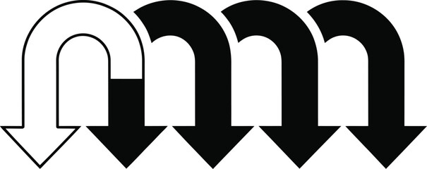 Abstract Black and White Arrow Chain Illustration for Business or Design