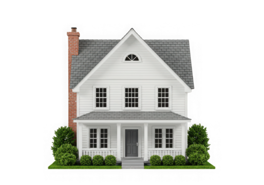 Ai generated image of a charming suburban house isolated on transparent background