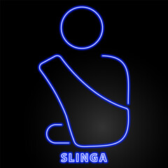slinga neon sign, modern glowing banner design, colorful modern design trend on black background. Vector illustration.