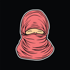 Hijab Woman with Face Showing Her Eyes Vector Illustration